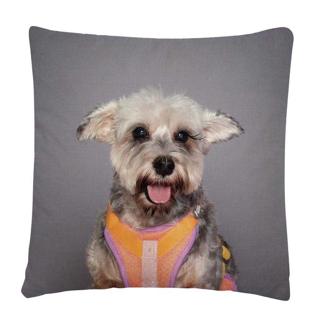 Kissenbezug mit Welpen-/Hunde-Kunstfoto-Muster, Polyester, Kissenbezug, Heim-Sofa-Auto-Dekor