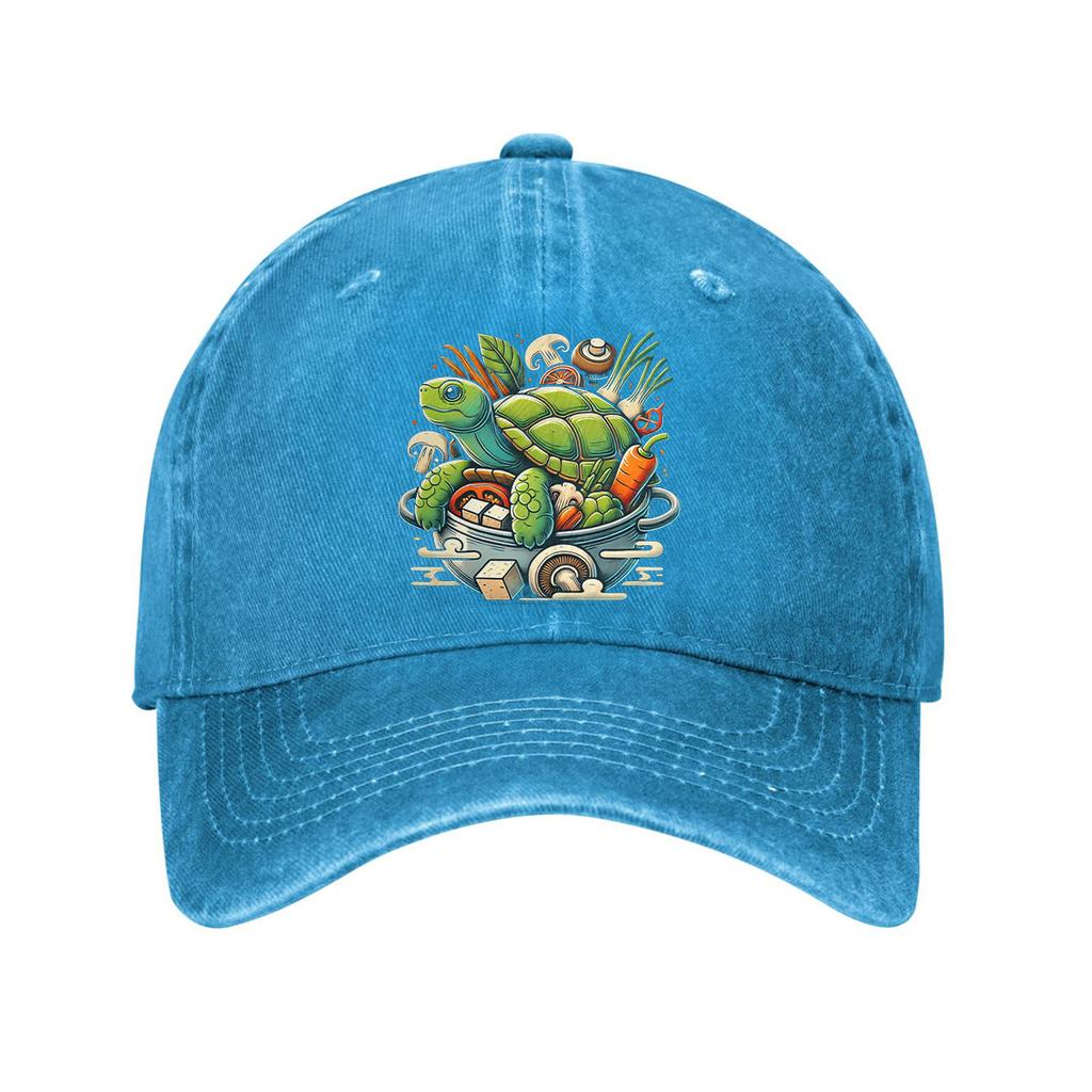 Cute Turtle Cooking Soup Baseball Cap Adjustable Cotton Dad Hat Cartoon Graphic Casual Sun Protection for Men Women