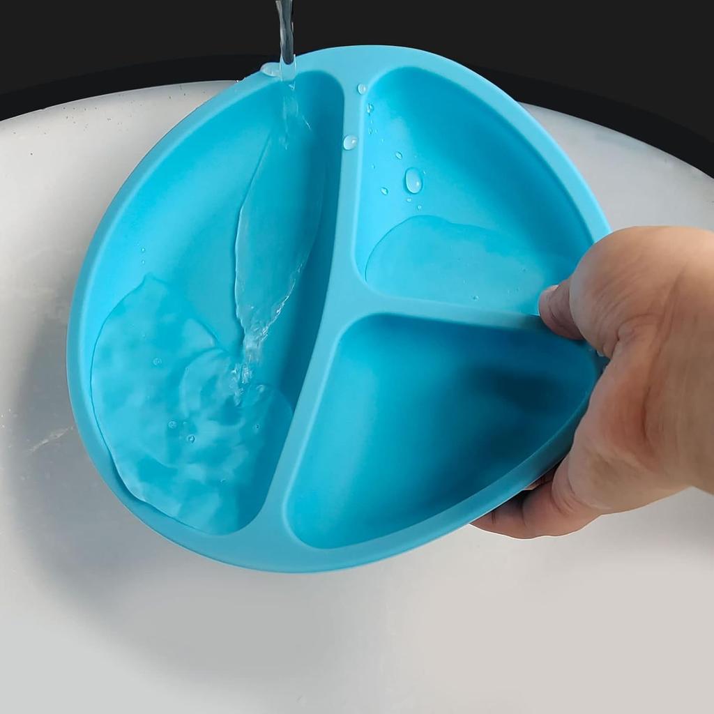 Silicone Baby Plate with Suction Cup + Cutlery Spoon Fork