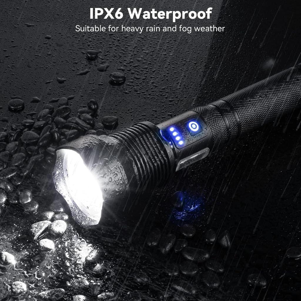 Taoquwe Flashlights High Lumens LED Rechargeable, 99,000 Lumen Super Bright Flashlight High Power USB Flash Light,Waterproof Handheld LED Flashlight