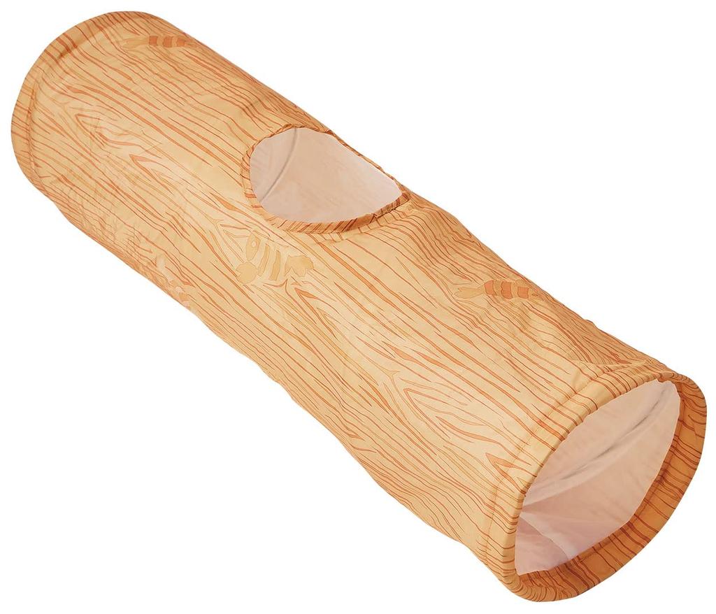 Petio Cat Toy necoco Wood Grain Cat Tunnel Straight with Shaking Sounds