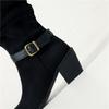 Women's high-heeled boots autumn and winter new thick-heeled suede mid-boots in size