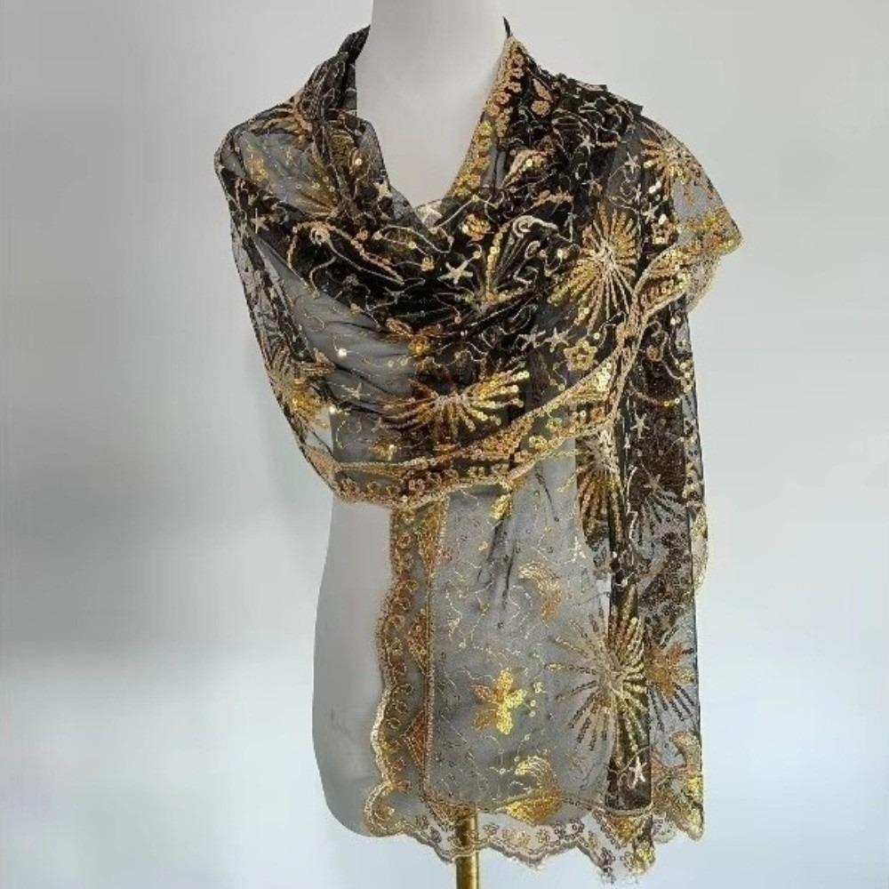 

Glitter Sequins Shawl Wraps 60x200cm Evening Dresses Capes Chic Glitter Sequins Shawls Lady Party золотий/чорний