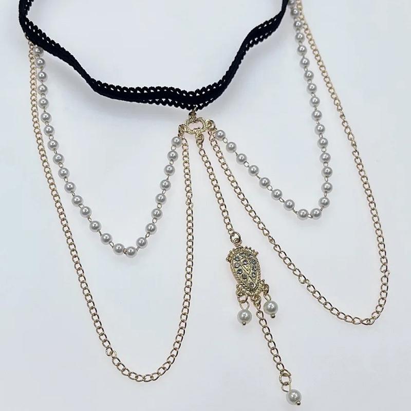 Beach Gold Color Multi-Layers Pearl Thigh Chain Women'S Trend  Leg Chain Fringe Geometric Body Jewelry