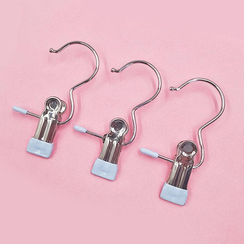 Stainless Steel Hook Clip Multi-functional 3-word Clip Hat Pants Clip Clothespin Curtain Clip Clothes Holding Clip