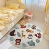 Tappeto Rotondo Morbido - Design Animale Cartone Animato con Volpe Giraffa Leone, Tappeto da Area Lavabile Comodo per Camera da Letto Cameretta