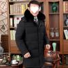 Down Jacket Men's Winter Thickened Medium and Long Dad Loose Large Size Hooded Big Fur Collar Jacket