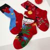 3Pairs Winter Autumn Year of The Horse Socks Cartoon Red Cotton Socks Funny Zodiac Year Socks  Women