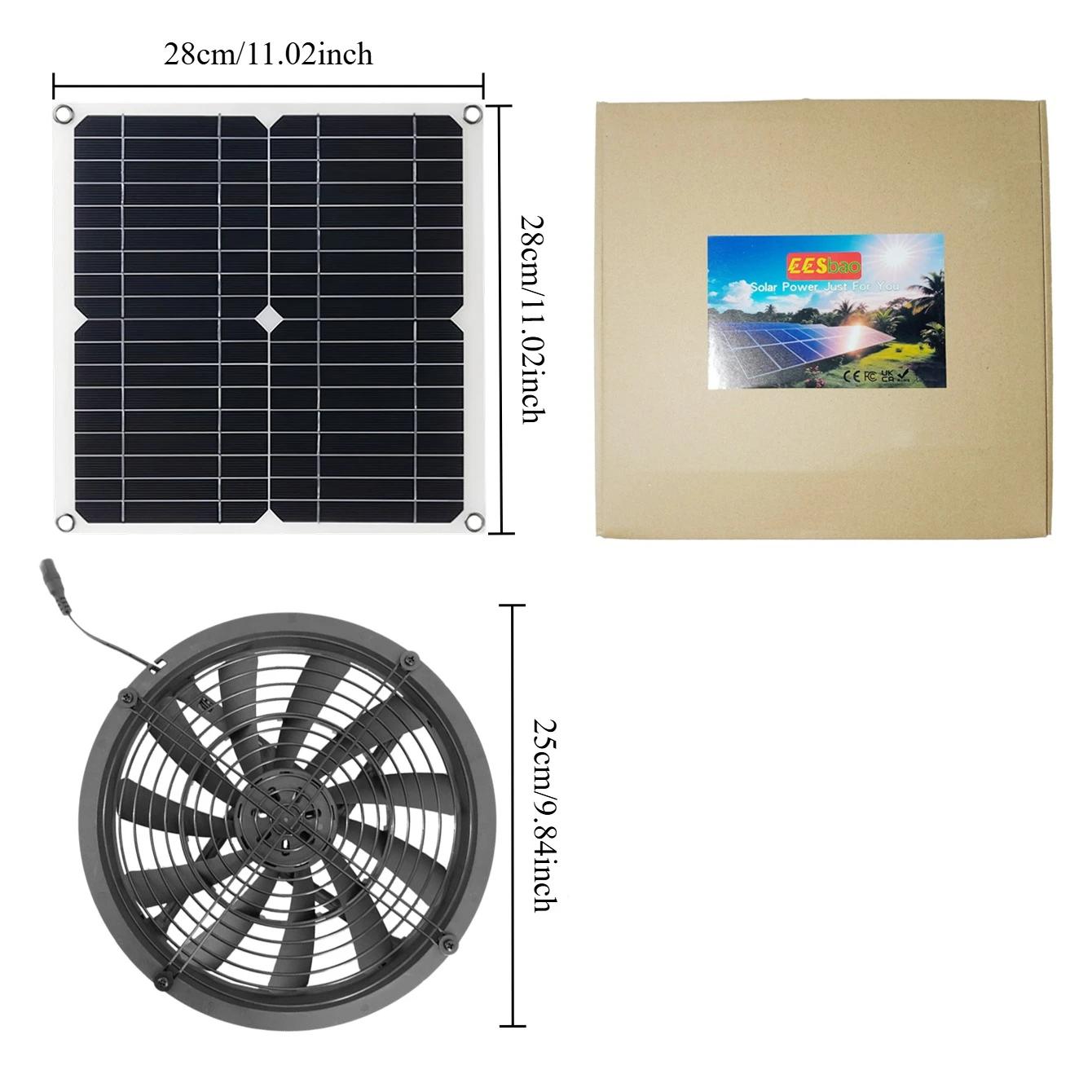 

High Efficiency 6 Solar Exhaust Fan Kit for Greenhouse/Dog House/RV - Auto Ventilation, Weatherproof & Energy Saving | EESBAO