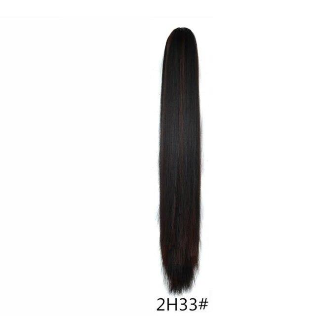 Synthetische Pferdeschwanz-Haarverlängerungen, lange, gerade Klaue, Clip-in/on-Pferdeschwanz für Frauen, tägliche Party, 55,9 cm, hitzebeständiges Kunsthaar