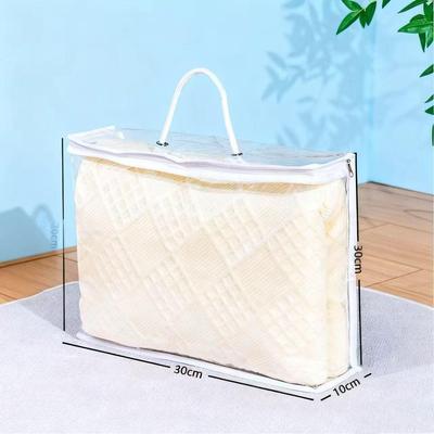 White PVC Dustproof Storage Bag with Handle for Clothes, Blankets, and Bedding