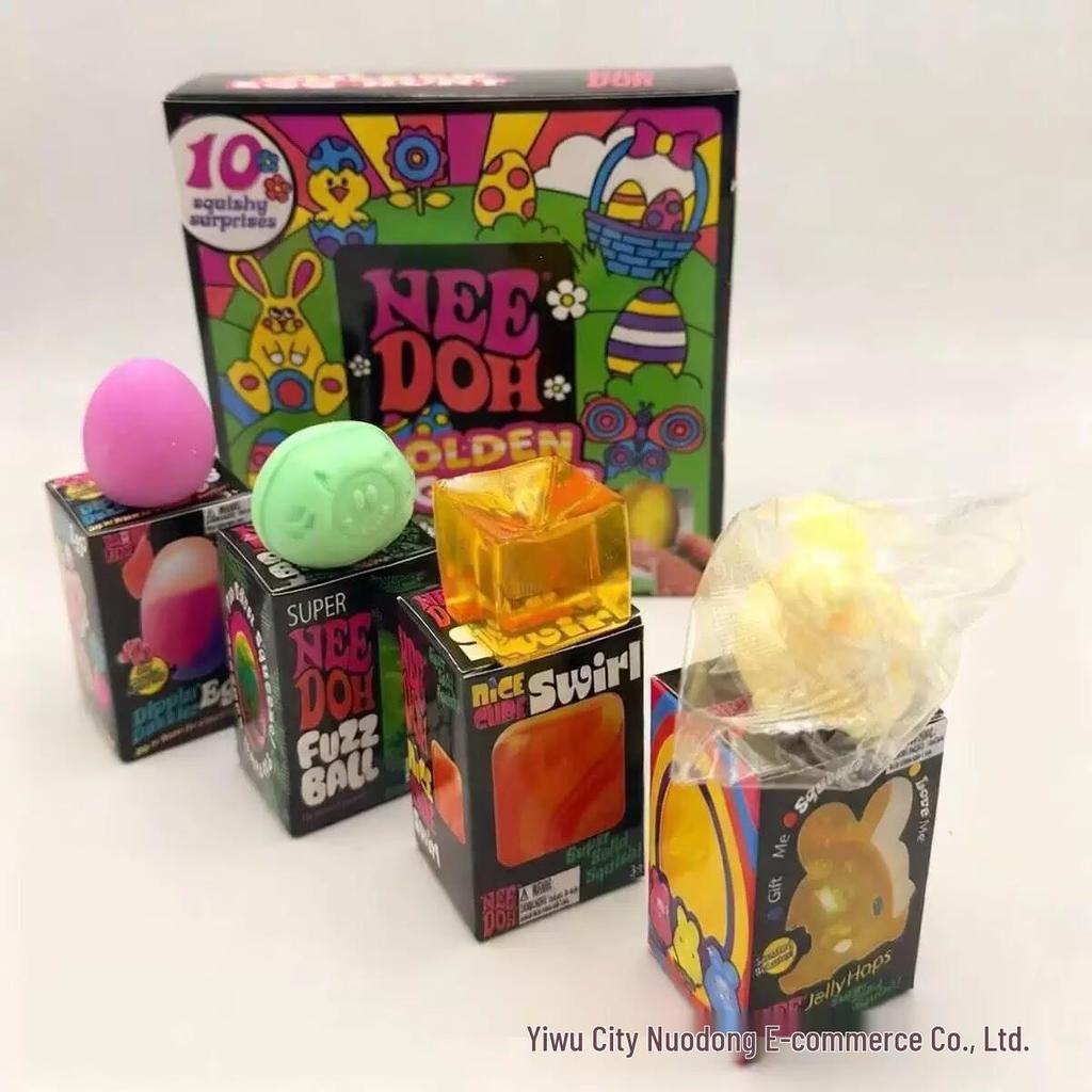 Needoh Stress Relief Toy - Advent Calendar Blind Box with 10 Squeeze Toys & Golden Egg Hunt