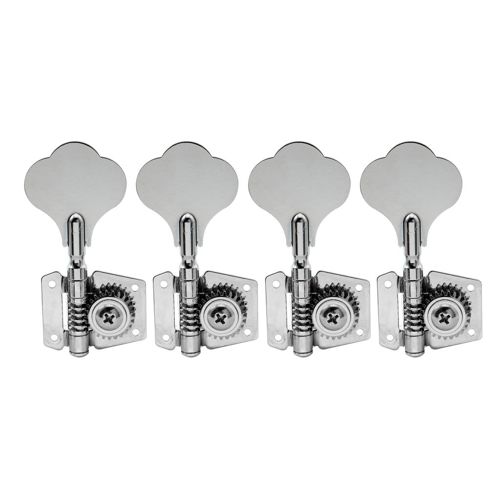 Musiclily open gear type bass 4-in-line tuners, chrome.