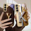 Shining and dazzling "G" For Samsung Galaxy S26 S20 FE 21 22 Ultra 23 Plus 24 Ultra 25Ultra S21+ 22Plus Golden glass phone case