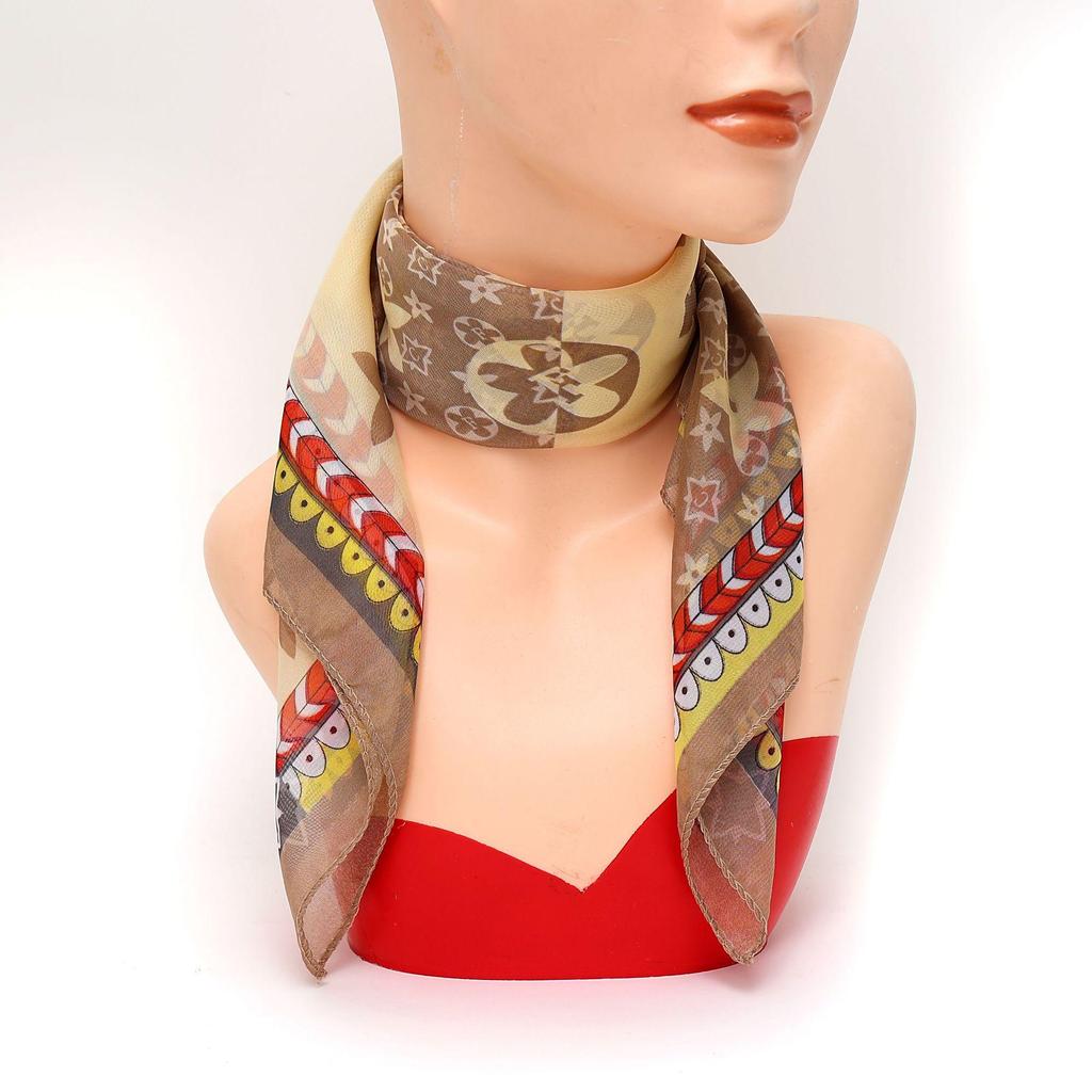 2025 Small Square Women's Chiffon Scarf - Star Symbol, Fashionable, Classic, Cool, Breathable Headscarf Decor