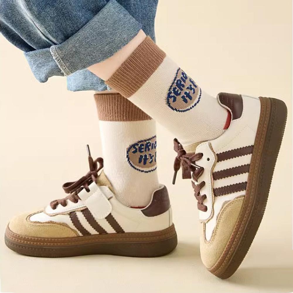 5 Pairs Kids Cartoon Puppy Crew Socks Boys Autumn Winter Warm Versatile Student Cotton Blend Mid Length Socks