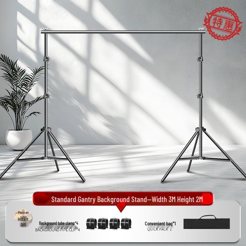 2x3 Meter Photography Background Stand with Black Light-Absorbing Cloth, Studio Props, and White Cloth for Shooting