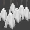 24 Pcs Halloween Ghost Decorations White Gauze Ghost Hanging Ornaments Small Hanging Ghosts Tree Ornaments for Farmhouse Haunted House Party