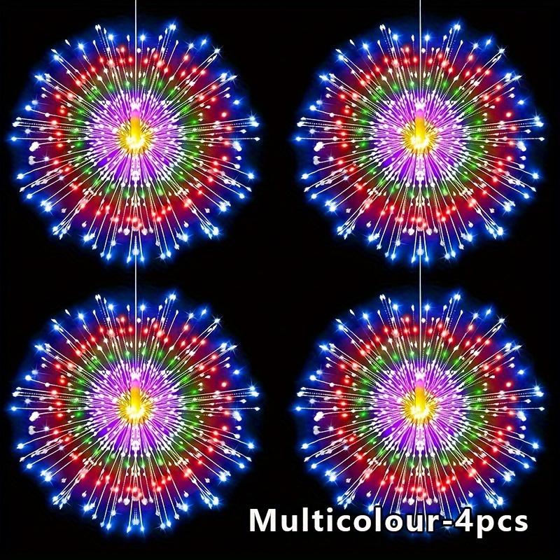 

Светодиодные гирлянды для фейерверков с питанием от USB, подвесные украшения с регулируемой яркостью, с 8 режимами освещения, подходят для свадеб, Рождества 4 Pieces - 360LED разноцветный