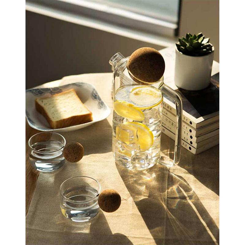 1pc Cork Glass Tea Kettle Thick Glass Teapot Juice Jar Tea Pitcher for Home Use