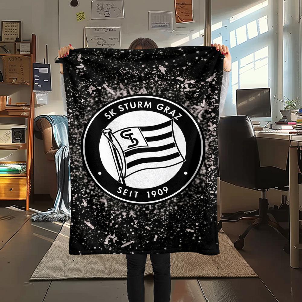 Logo SK Sturm Graz Plaid in Flanella, Alta qualità Confortevole per Tutte le Stagioni, Arredamento per la Casa, Calore e Comfort