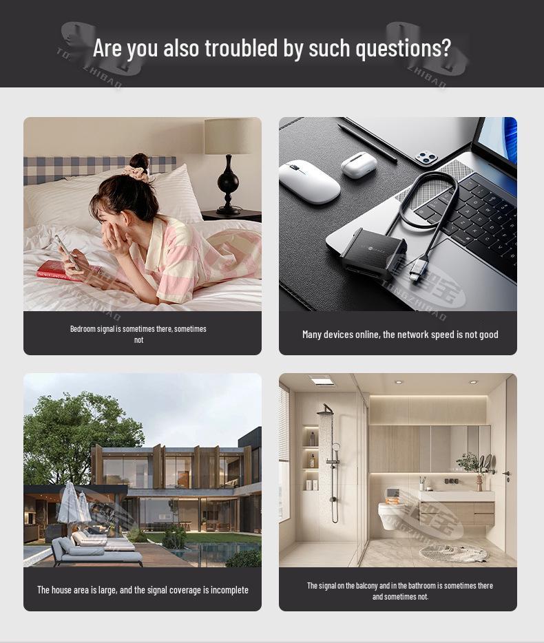 Four-Antenna WiFi Signal Booster: Home Wall-Penetrating Wireless Network Extender & Amplifier, 300M Repeater