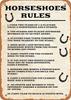 Horseshoes Rules Retro Tin Sign Vintage Art Home Bar Garage Cafe Shop Garden Funny Wall Decor Metal Plaque Farmhouse Wall Decor