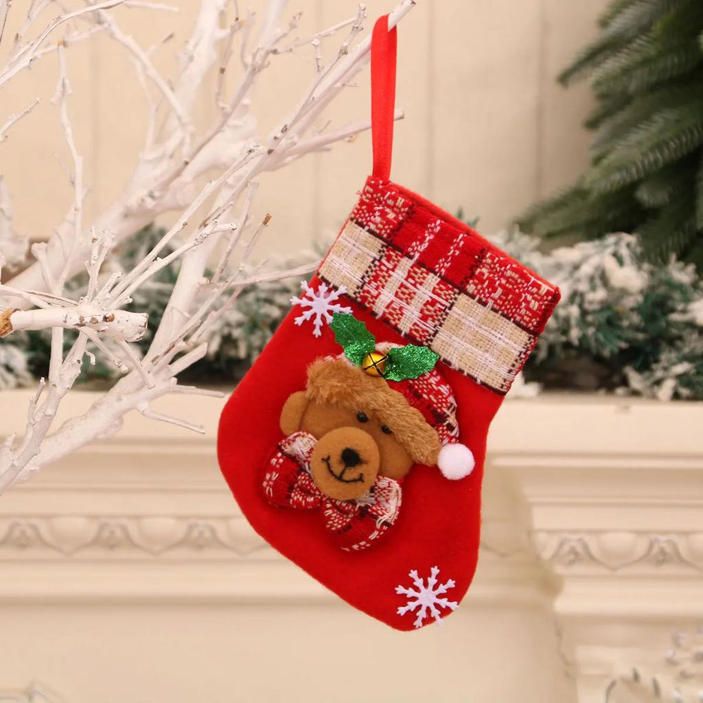 1PC Christmas 2026 Gifts Xmas Stocking Ornaments Holiday Gift Bags Festive Sock Tree Decorations for Xmas Party Home Decor