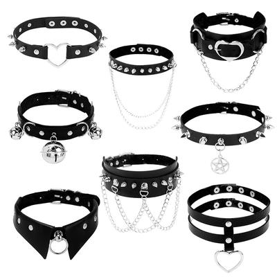 European and American New Accessories PU Imitation Leather Bondage Necklace, Gothic Dark Wind Choker Necklace Collar
