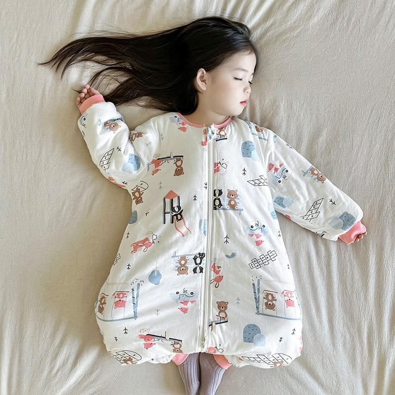Cotton Toddler Sleep Sack With Legs Winter Warmth Anti-Kick Sleeping Bag Kids 3-8 Years