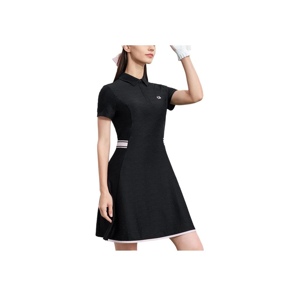 Fila Fw23 Brand Logo Print Golf Skirt And Shorts Slim Fit Two-Piece Polo Dress Women Dresses Black A11W335303F-BK