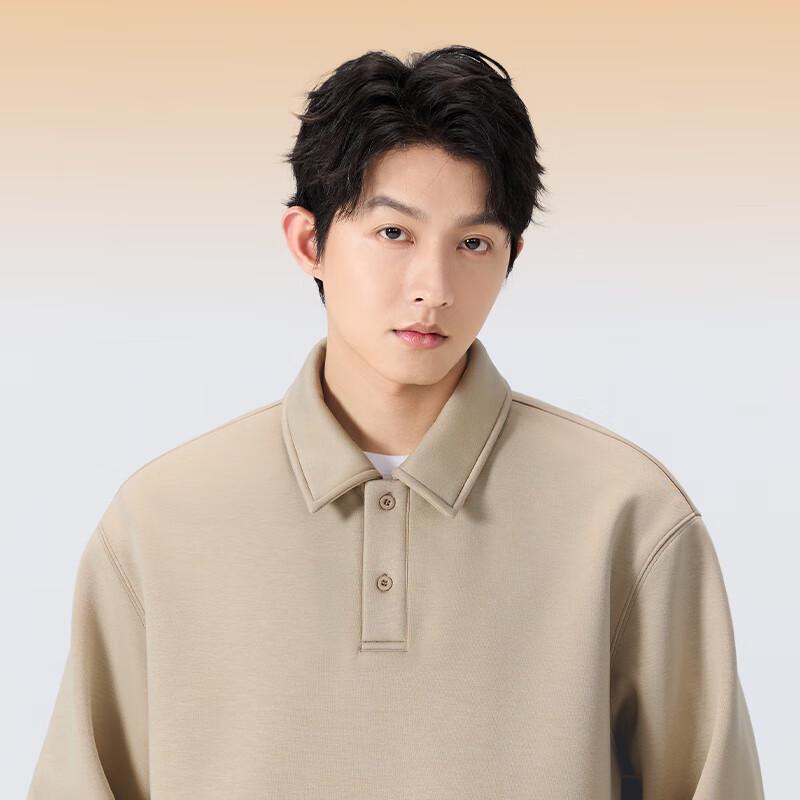 MINISO Men's Casual Oversized Lapel Pullover Sweatshirt