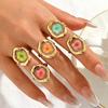 Bohemian Stainless Steel Dried Flower Ring with Transparent Drip Oil for Women