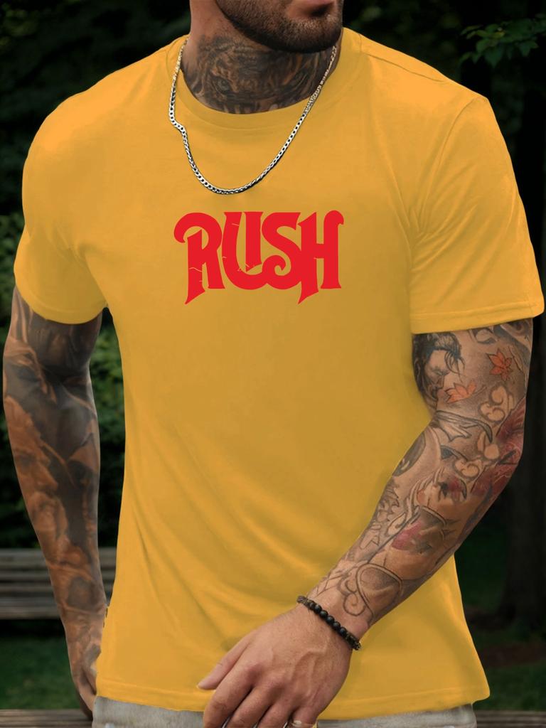 Kurzarm T-Shirt RUSH Herren 100% Baumwolle Muster Gedrucktes Hemd Sommer Rundhals Atmungsaktiv Lässig Mode Cooles T-Shirt