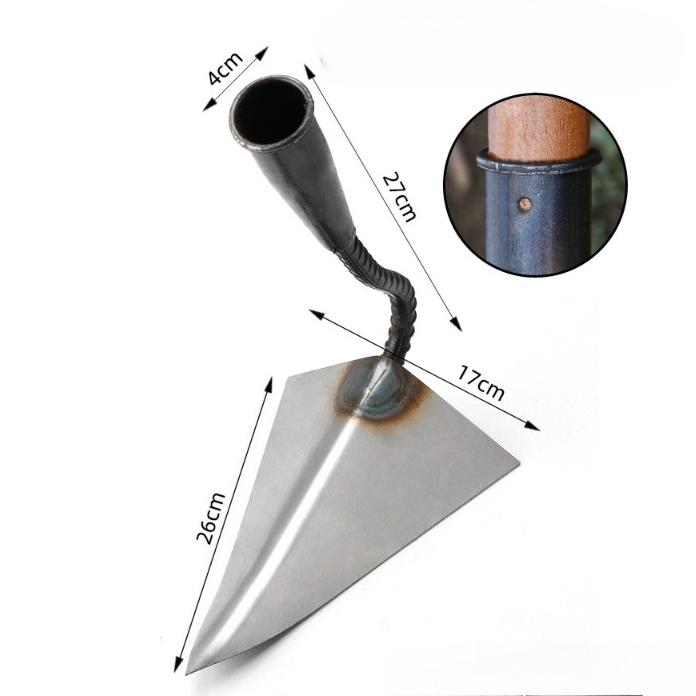 Thickened Manganese Steel Integrated Triangular Pointed Hoe, Multifunctional Ditching Ridging Farm Hoe, Soil Turning & Loosening Agricultural Tools