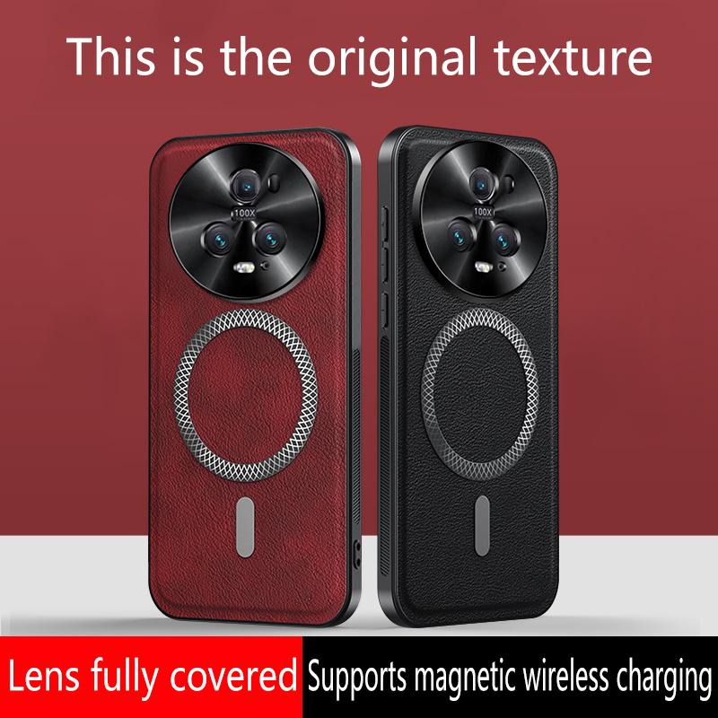 For Honor Magic 5 and Magic 5 Pro Case Magnetic Elegant Leather Wear-Resistant Lens Fully Covered Non-Slip Grip Edge Cover Shell
