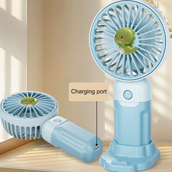 Cartoon Animal Handheld Fan 3 Speed Adjustable USB Rechargeable Summer Cooling Fan with Phone Holder Portable Travel Mini Personal Desk Fan