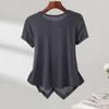T-shirt à manches courtes et col rond pour femme avec perles