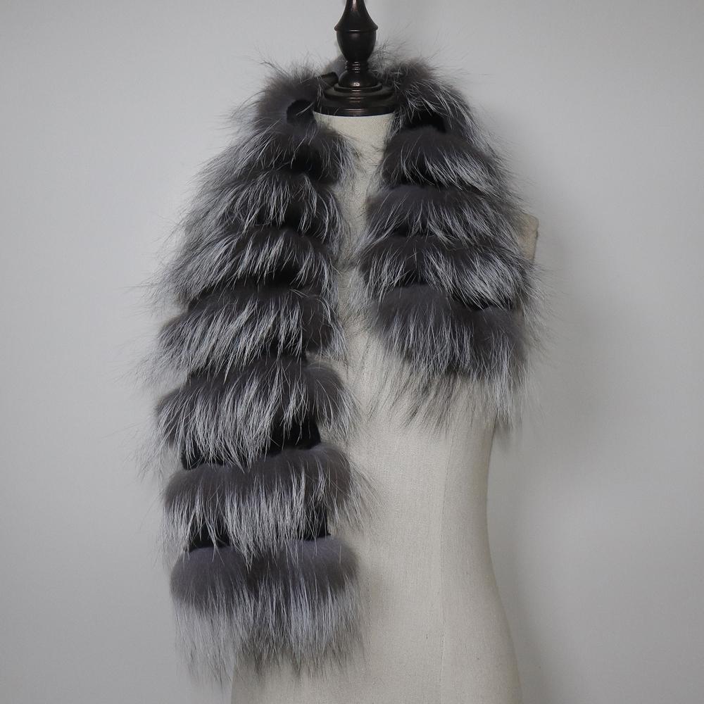 Winter Real Fox Fur Scarf Women Full Pelt Warm Natural Rex Rabbit Fur Scarves Female Thick Quality Real Fox Fur Muffler