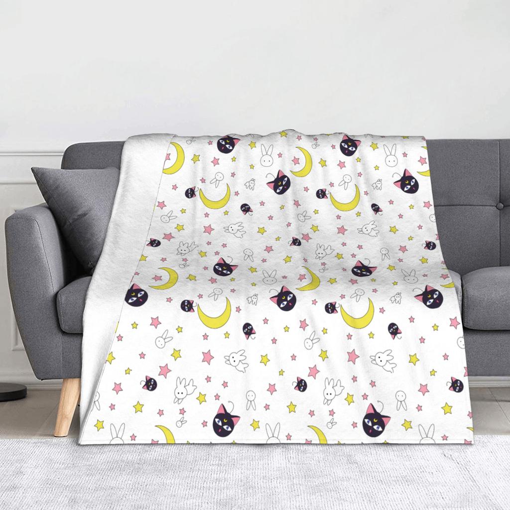 S-Sailor M-Moon Anime Blanket Velvet Textile Decor Multifunction Lightweight Thin Throw Blankets for Sofa Office Rug Piece