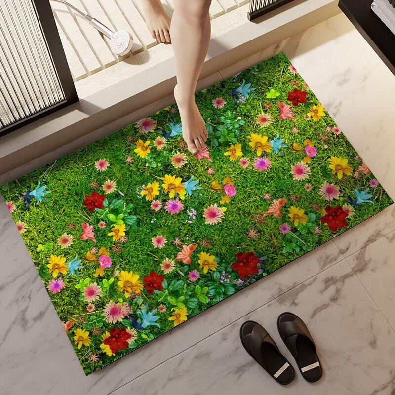 Diatom mud floor mat bathroom absorbent mat bathroom kitchen entrance door household quick-drying anti-slip mat can be cut