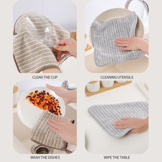 5/10/20Pcs Cleaning Rags Water Absorbent Kitchen Dishcloth Set with Hanging Ring Design Kitchen Cleaning Clothes