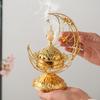 Stylish Moon Shaped Incense Holder Eid Metal Censer Iron Aromatherapy Fragrance Diffuser for Home Offices Decoration