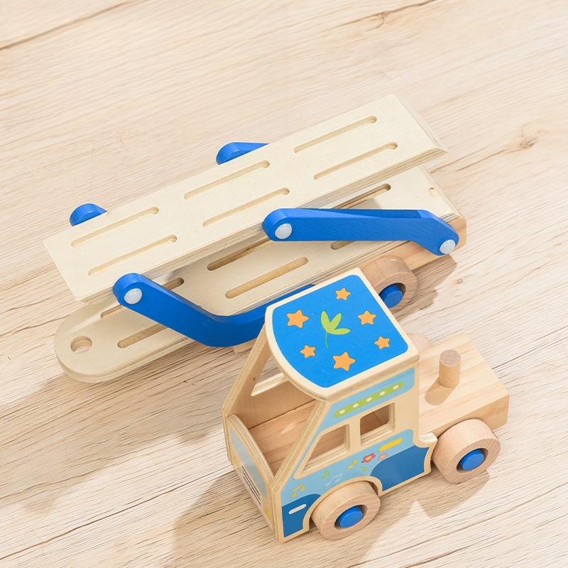 Trätransporthjulsleksaker för småbarn, Montessori Djur & Mat Matchningsspel, Leksaker för Tidig Kognitiv Utbildning