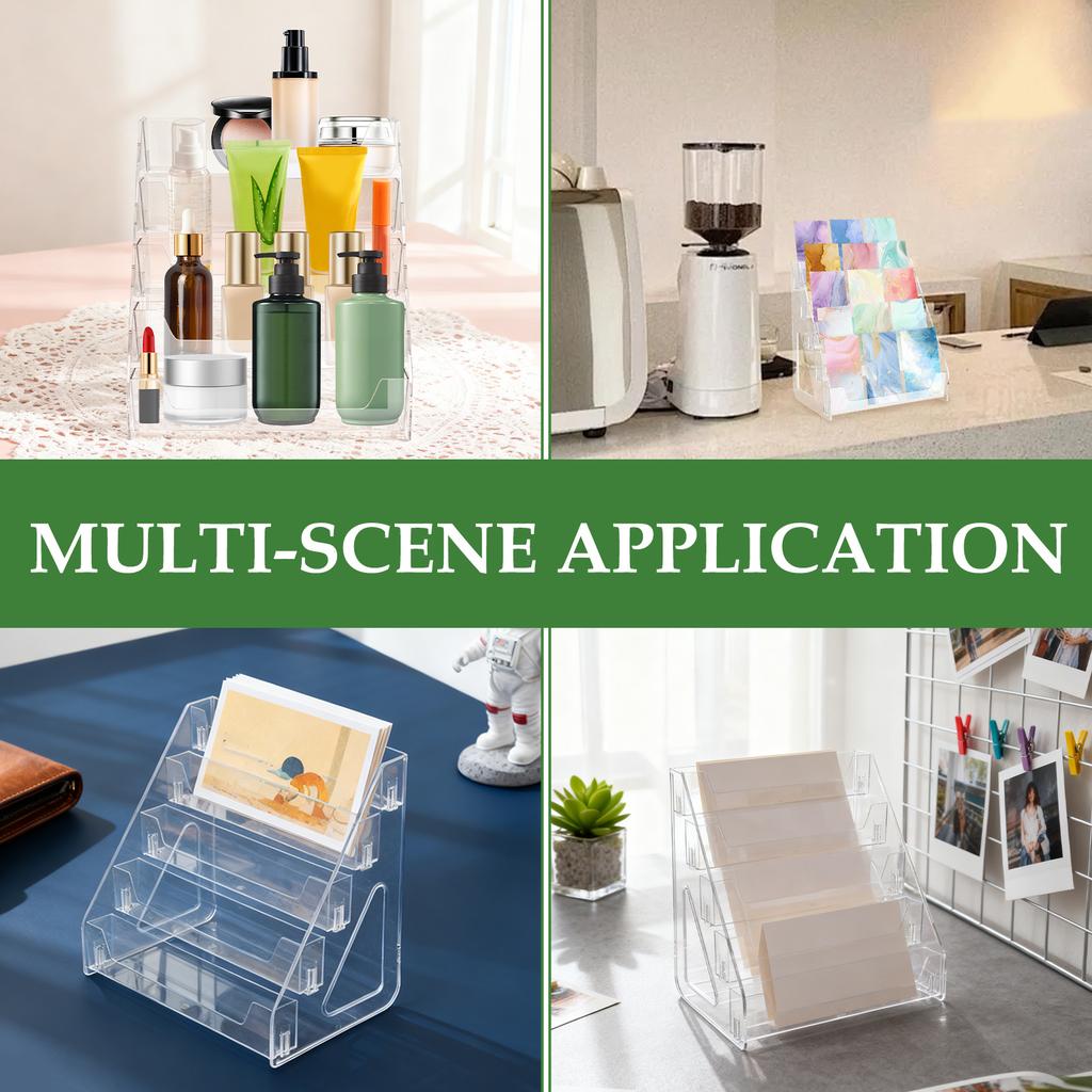 5 Tier Bookmark Display Stand Acrylic Clear Greeting Card Display Stand Multi-role Cosmetics Storage Rack Stylish Sticker Holder