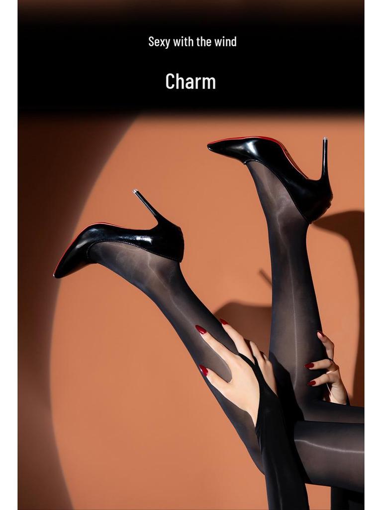 New Arrival: Sexy Seamless Oily One-Piece Stockings - Thin Style, Full Body with Open Crotch & Five-Finger Design