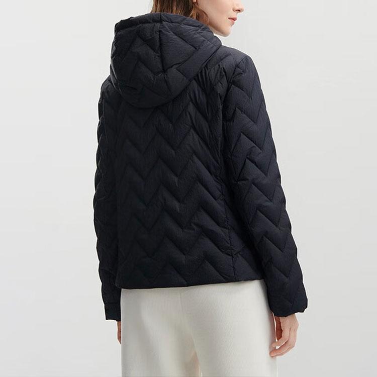 Fila Solid Color Zipper Hooded Down Jacket Women Outerwear Legendary-Blue F11W341902F-NV