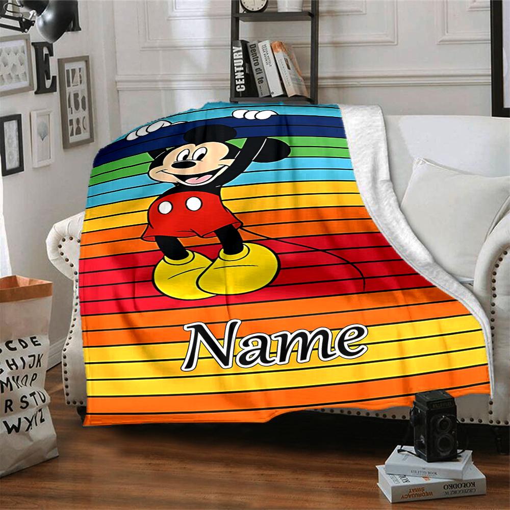 Custom Name Mickey Mouse Celebration blanket for Couch & Bed, Plush Cozy Fuzzy Blanket Super Soft & Warm Blankets for Fall and Winter. 090826