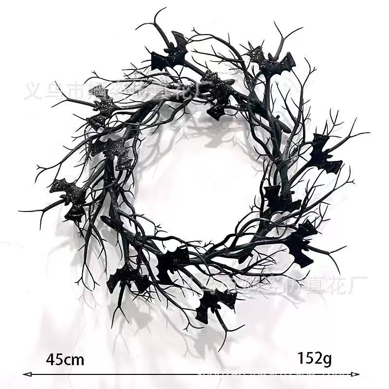

Halloween Wreath For Front Door Artificial Wreath Bat Black Branch Wreaths Window Home Decor Halloween Decoration