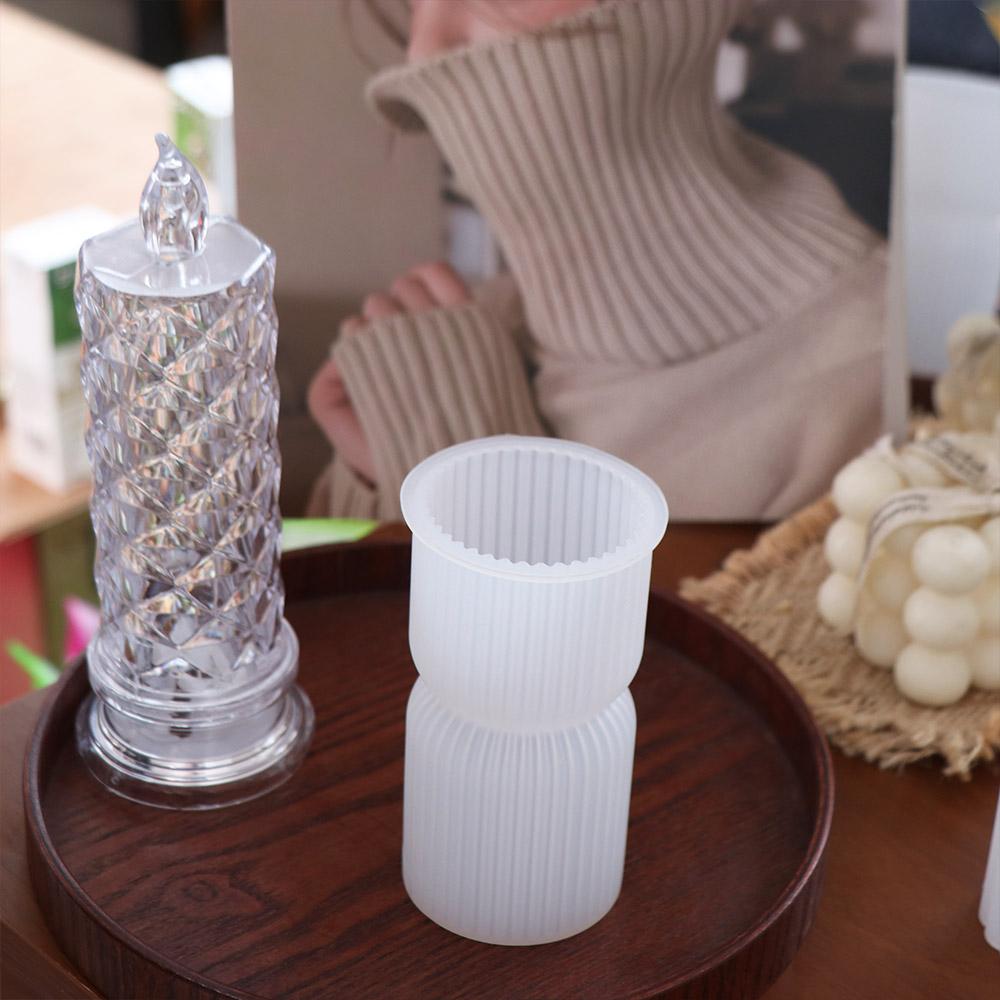 Stampo per Candele Cilindrico a Strisce in Silicone Stampo a Righe Sottili per Colonne Stampo per Candele Realizzazione Candele